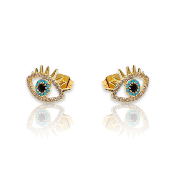 Turkish Blue Evil Eye Crystal Hoop Earrings – accessorous